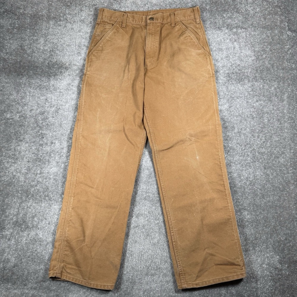 Carhartt Pants Mens 34x32 Brown B11-BRN Carpenter Duck Canvas Loose Fit Workwear